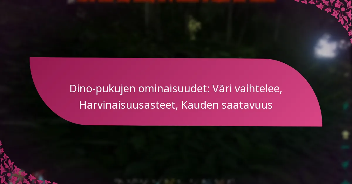 Dino-pukujen ominaisuudet: Väri vaihtelee, Harvinaisuusasteet, Kauden saatavuus