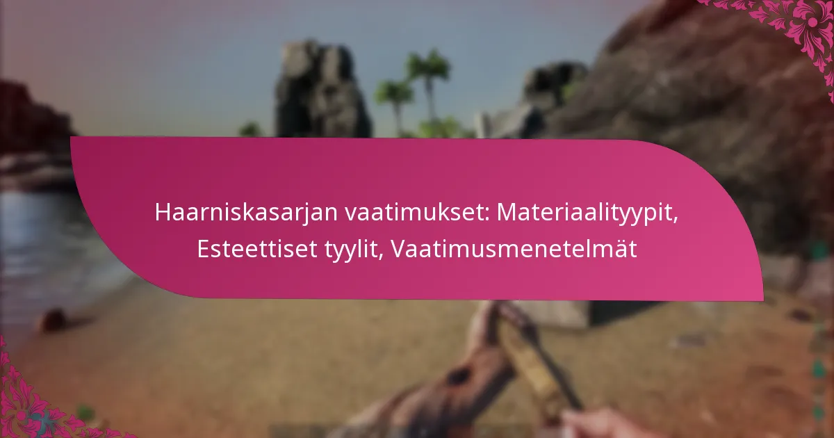 Haarniskasarjan vaatimukset: Materiaalityypit, Esteettiset tyylit, Vaatimusmenetelmät