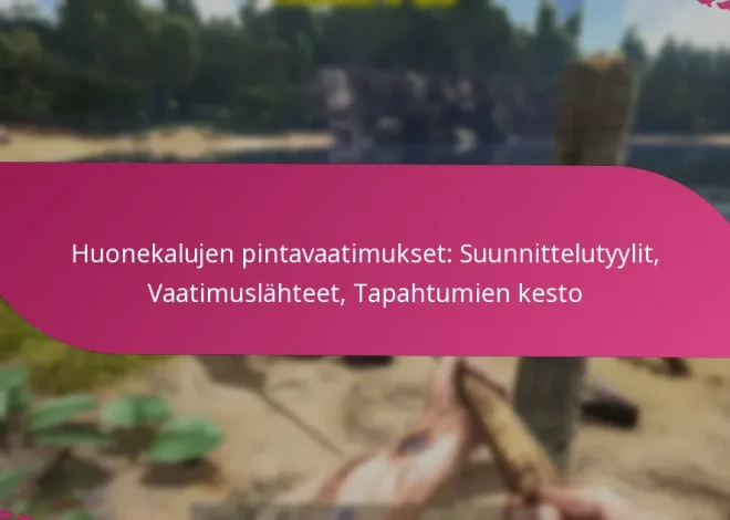 Huonekalujen pintavaatimukset: Suunnittelutyylit, Vaatimuslähteet, Tapahtumien kesto