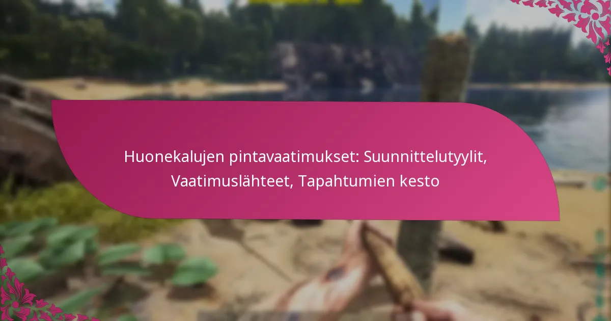Huonekalujen pintavaatimukset: Suunnittelutyylit, Vaatimuslähteet, Tapahtumien kesto