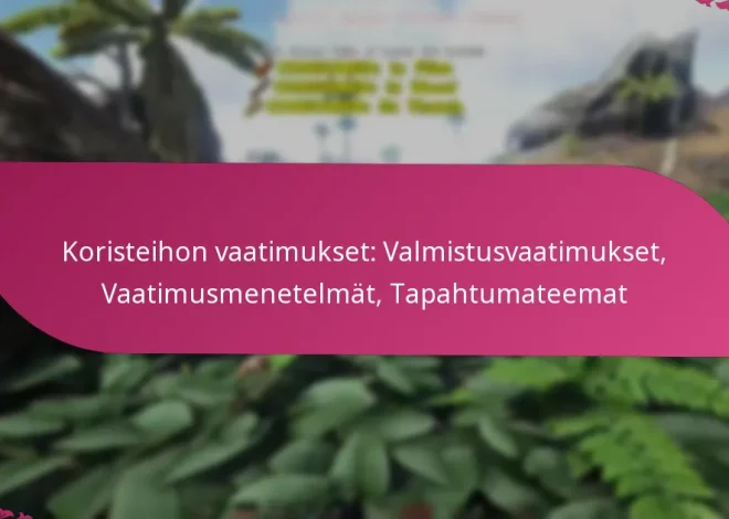 Koristeihon vaatimukset: Valmistusvaatimukset, Vaatimusmenetelmät, Tapahtumateemat