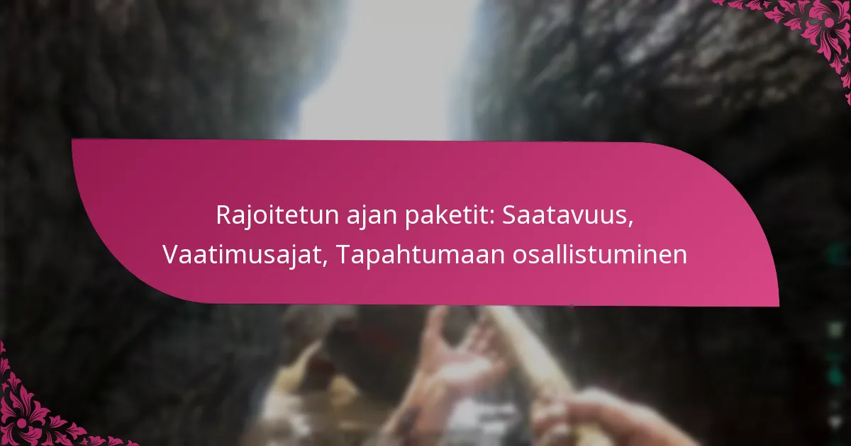 Rajoitetun ajan paketit: Saatavuus, Vaatimusajat, Tapahtumaan osallistuminen