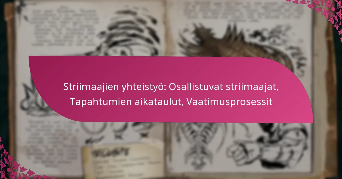 Striimaajien yhteistyö: Osallistuvat striimaajat, Tapahtumien aikataulut, Vaatimusprosessit
