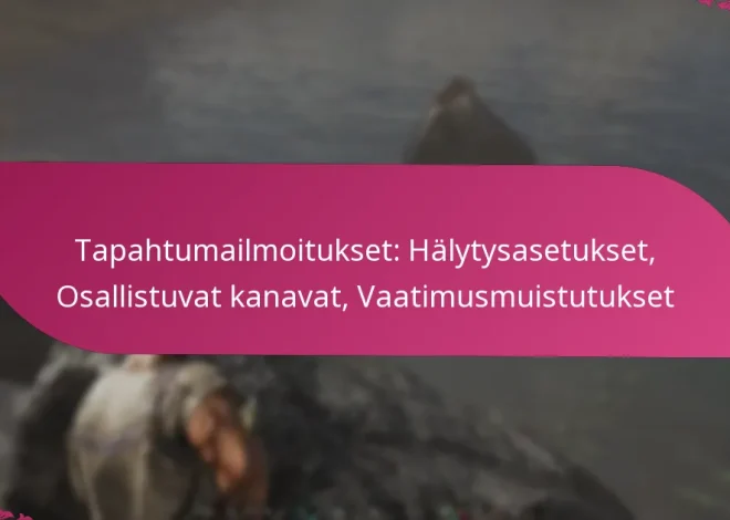 Tapahtumailmoitukset: Hälytysasetukset, Osallistuvat kanavat, Vaatimusmuistutukset