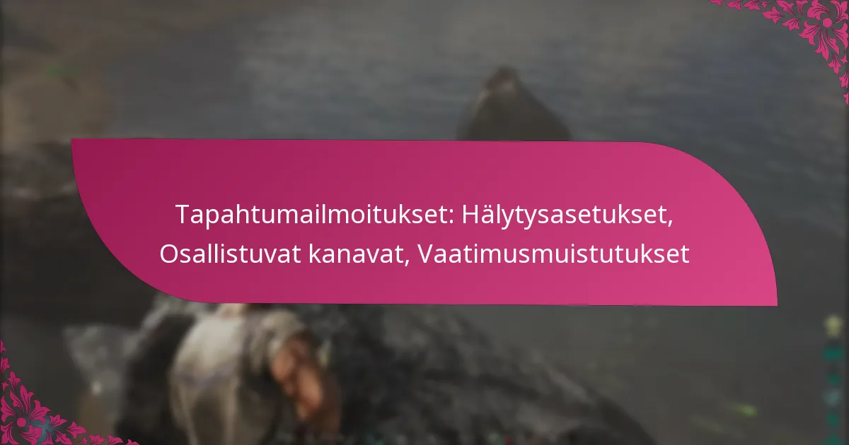 Tapahtumailmoitukset: Hälytysasetukset, Osallistuvat kanavat, Vaatimusmuistutukset