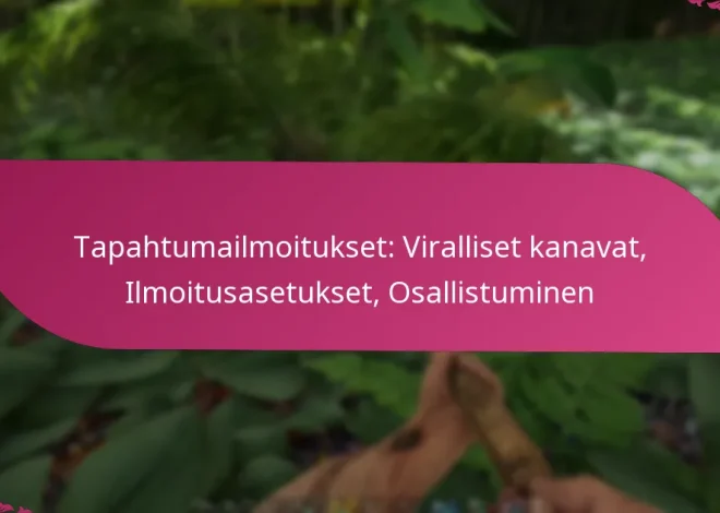 Tapahtumailmoitukset: Viralliset kanavat, Ilmoitusasetukset, Osallistuminen
