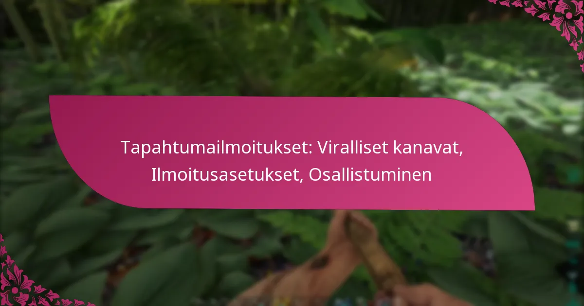 Tapahtumailmoitukset: Viralliset kanavat, Ilmoitusasetukset, Osallistuminen