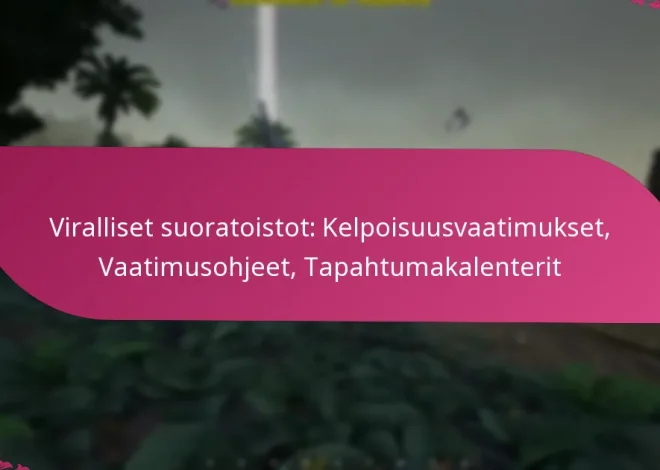 Viralliset suoratoistot: Kelpoisuusvaatimukset, Vaatimusohjeet, Tapahtumakalenterit