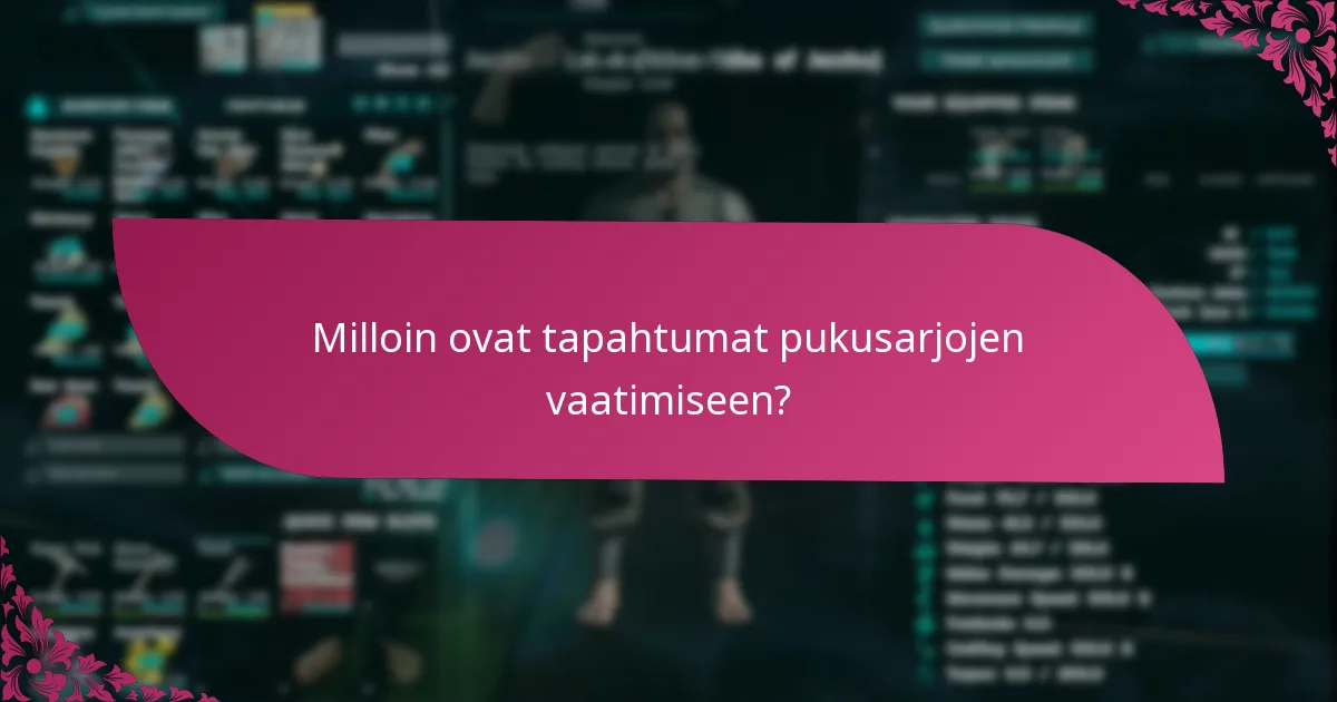 Milloin ovat tapahtumat pukusarjojen vaatimiseen?