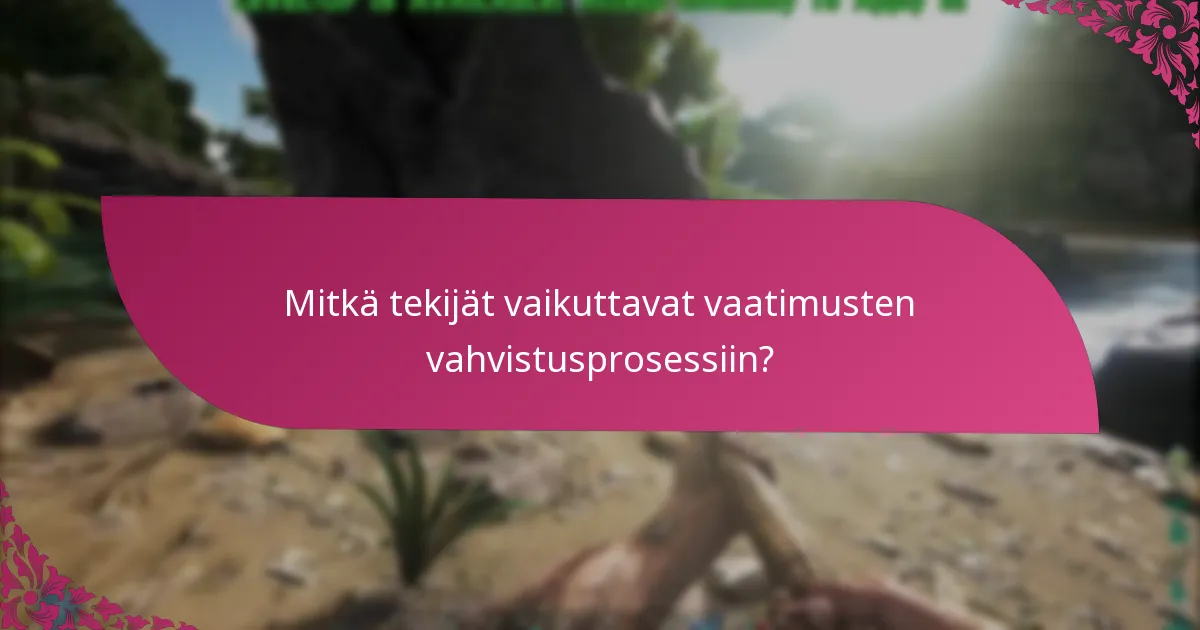 Mitkä tekijät vaikuttavat vaatimusten vahvistusprosessiin?